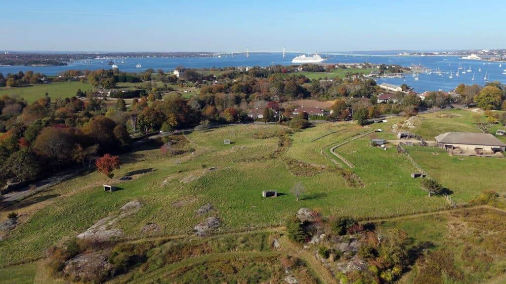 Ocean Hour Farm aerial view to Newport Harbor