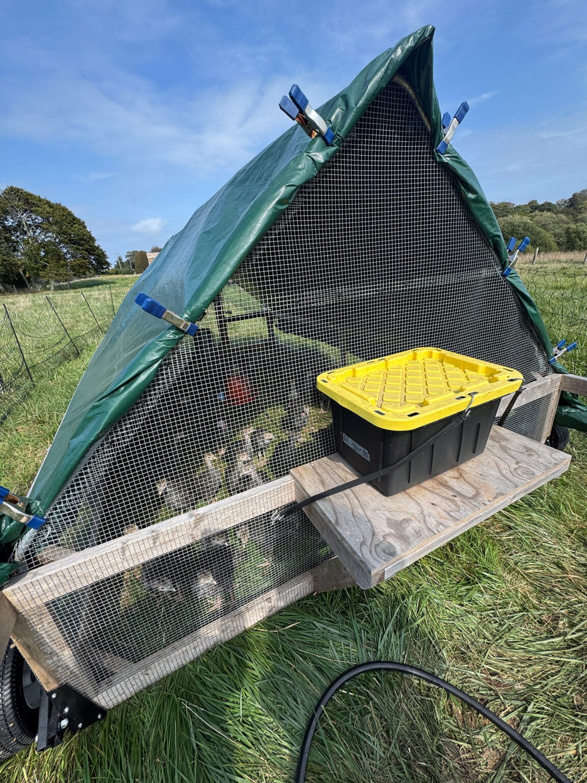 Water system for chicken tractor.